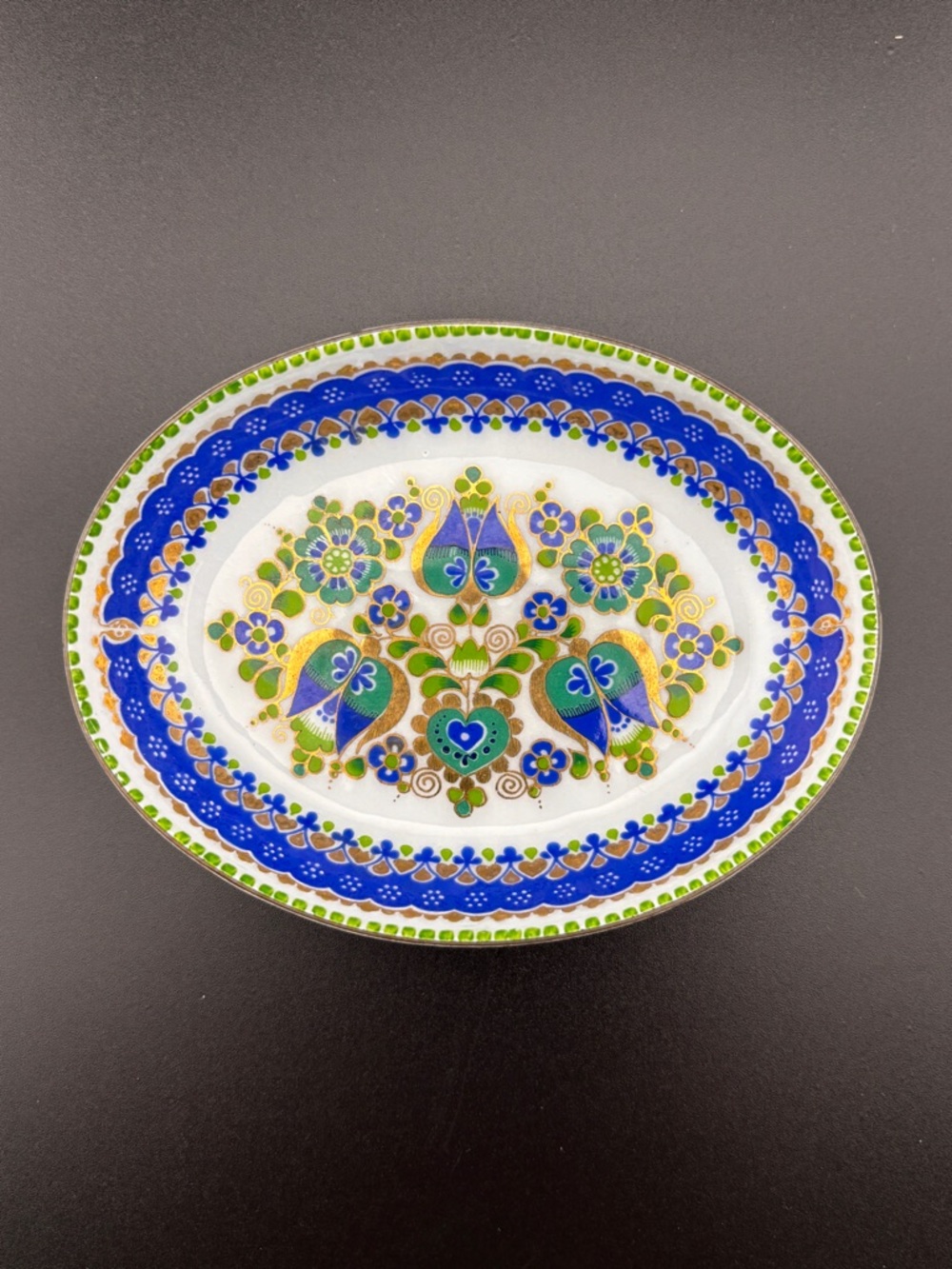 Vintage Handmade In Austria Email Studio Steinbock Enameled Copper Trinket Dish